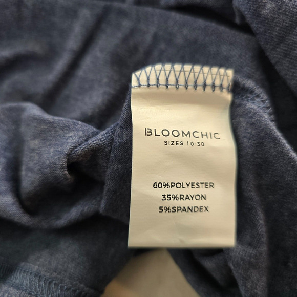 Bloomchic Dress Women's 1X Blue Round Neck Short Sleeve Pleated Ruffles Midi NWT - Picture 6 of 13